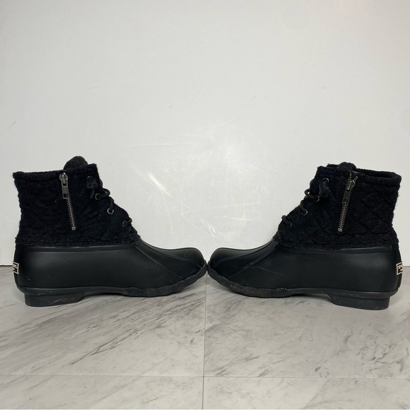 Sperry Saltwater Waterproof Duck Black Boot 8 1/2 W - Picture 5 of 15